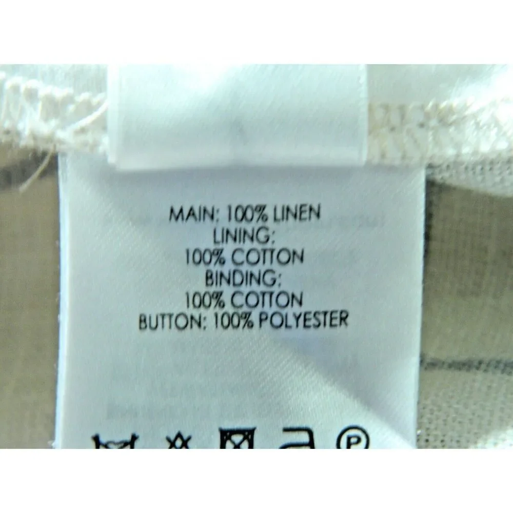 Victoria Beckman Shorts Size 6 Ivory Black Linen Cargo‎ Abstract Print
